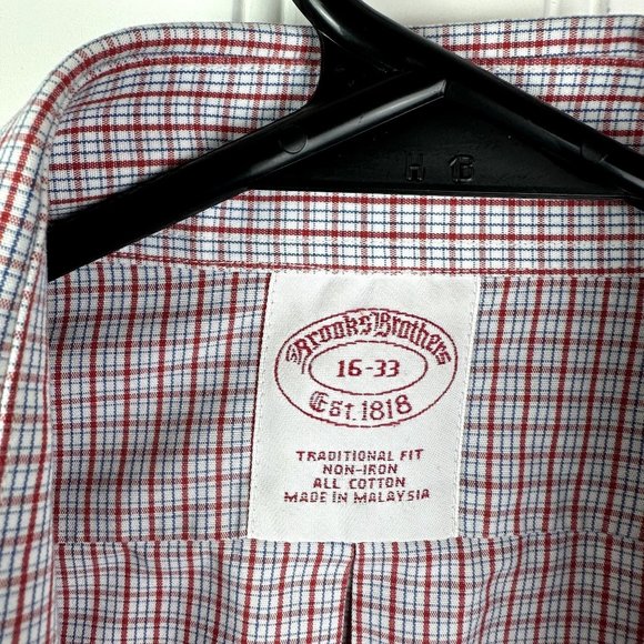 Brooks Brothers Button Up Plaid Shirt‎ size 16-33 - Picture 3 of 3